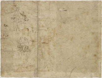 Verso: Zwei Skizzen von Figuren, Kompositionsskizze für die Chigi-Kapelle, Santa Maria della Pace, WA1846.194